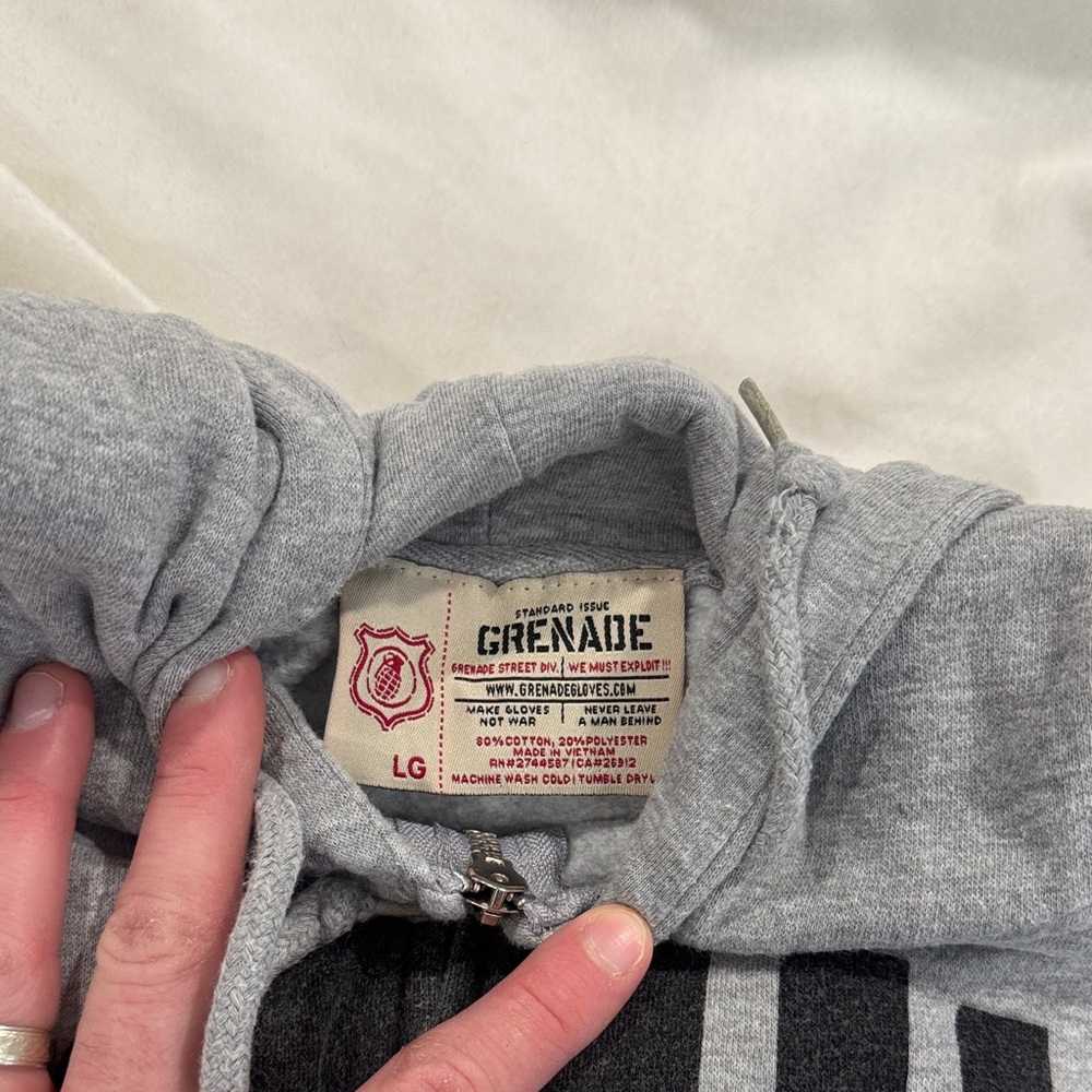 Grenade Gray Zip-Up Hooodie - Picture 2 of 3